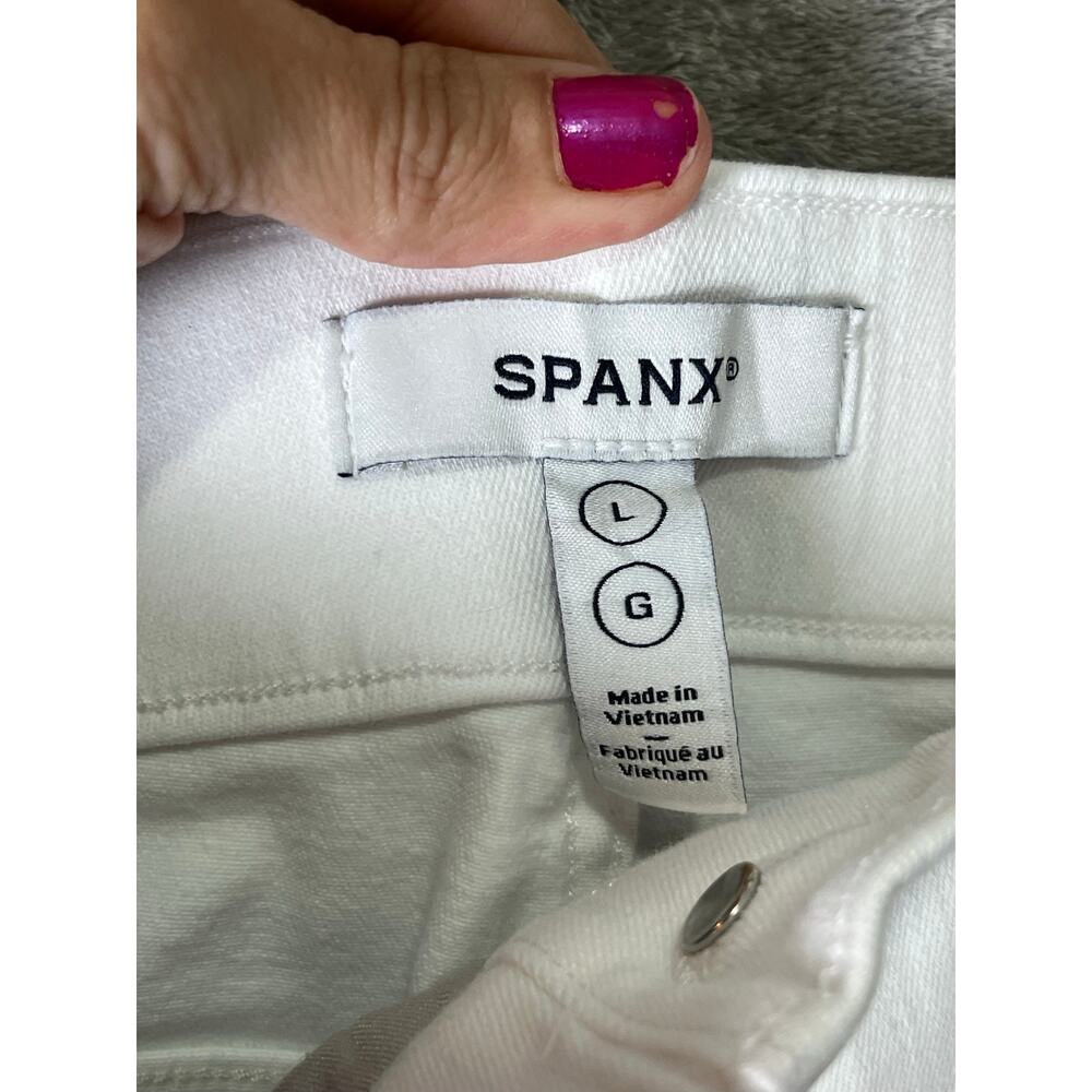 SPANX shape Every Wear Cropped Wide Leg Pull-On Jeans White Large Stretch Denim - Picture 5 of 7